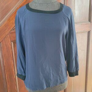 J. Crew Womens Navy Silk Long Sleeve Top Size 2